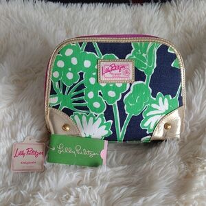 Lilly Pulitzer Navy and Green Floral Pouch
